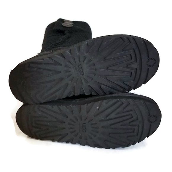 Authentic Ugg Classic Cardy Boots Knit Fabric Shearling Footbed Tall Foldover - Picture 5 of 6